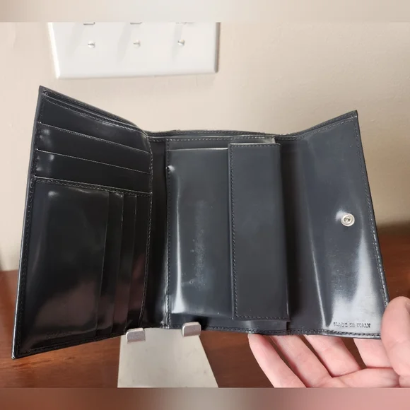 Prada Vintage Slate Gray Patent Leather Envelope Wallet - Picture 10 of 14